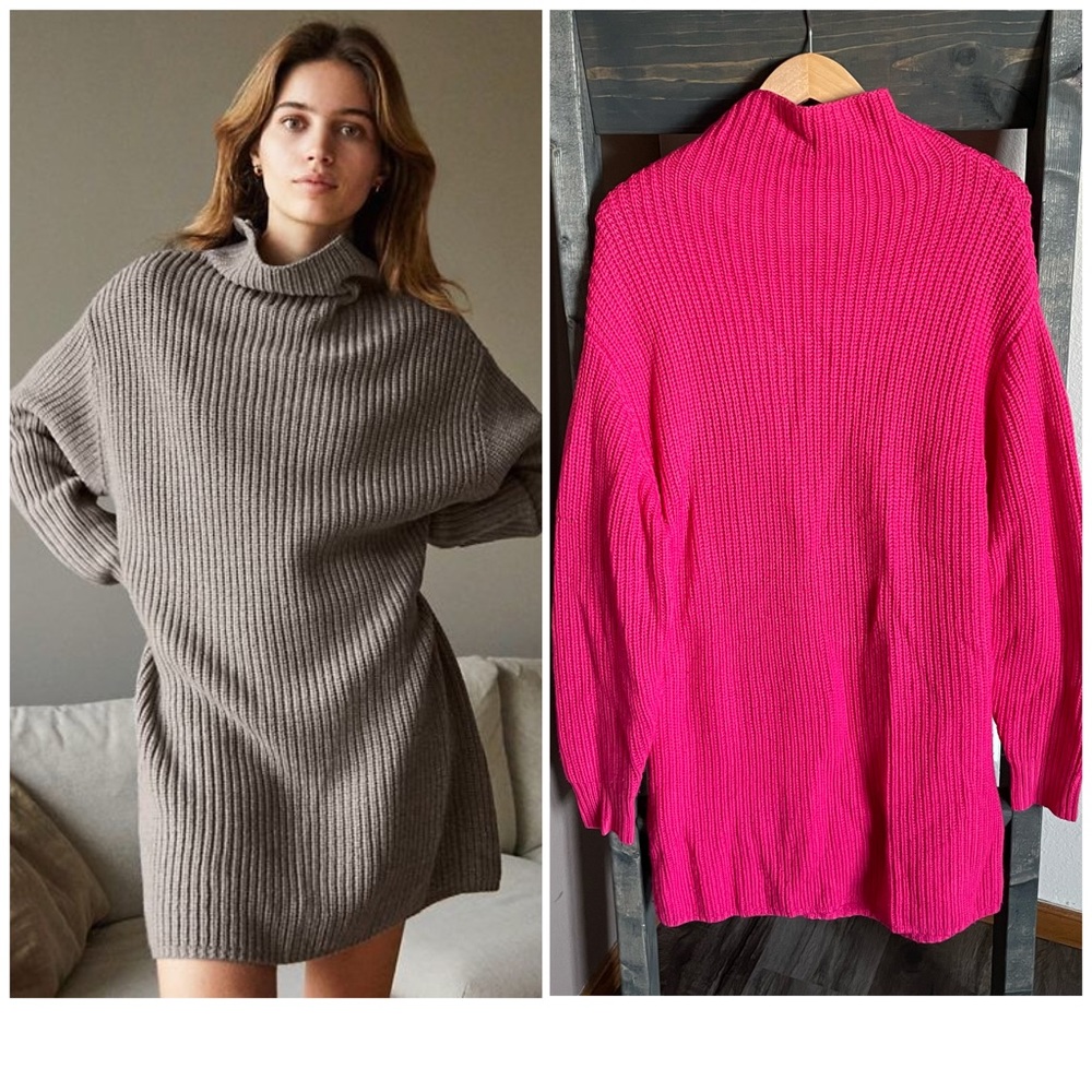 Aritzia Wilfred Montpellier 100% Merino Wool Mock Neck Turtleneck Sweater Dress